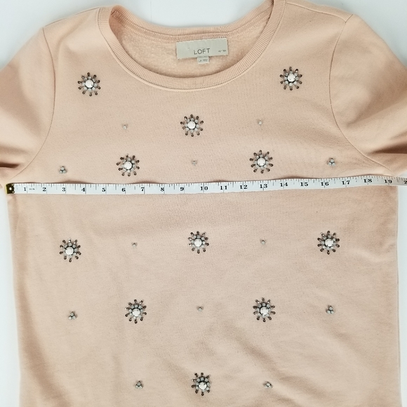 Loft pink bejeweled sweatshirt size LargeP - Picture 6 of 8